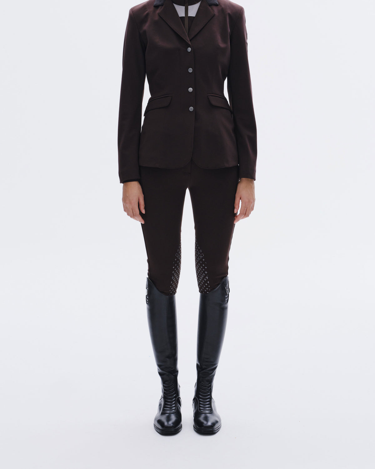 Model image — CD Mid/High Breeches with Knee Grip Women's - Light Grey