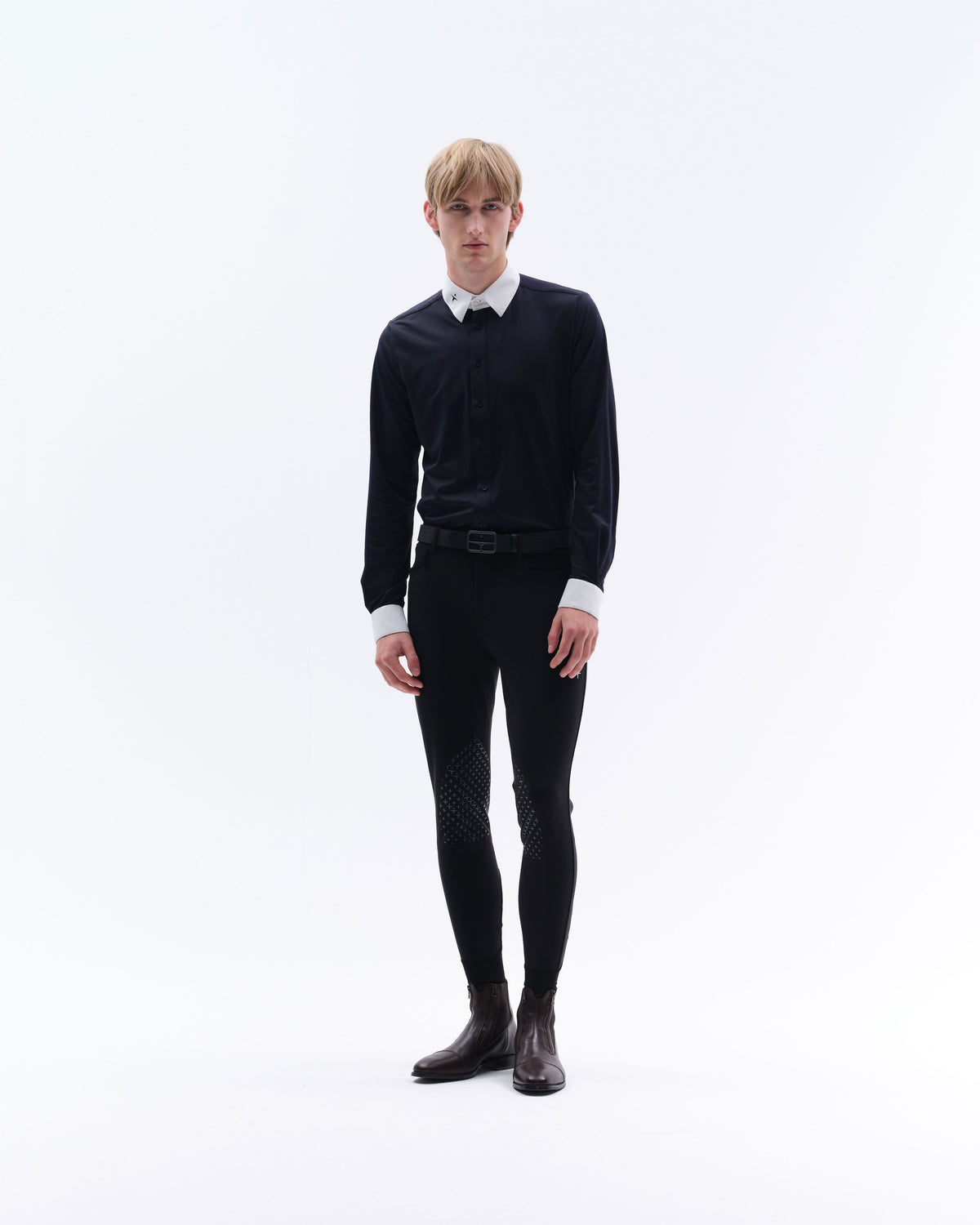 Model image — Aero Male Competition Polo Balance™ LS - White/White