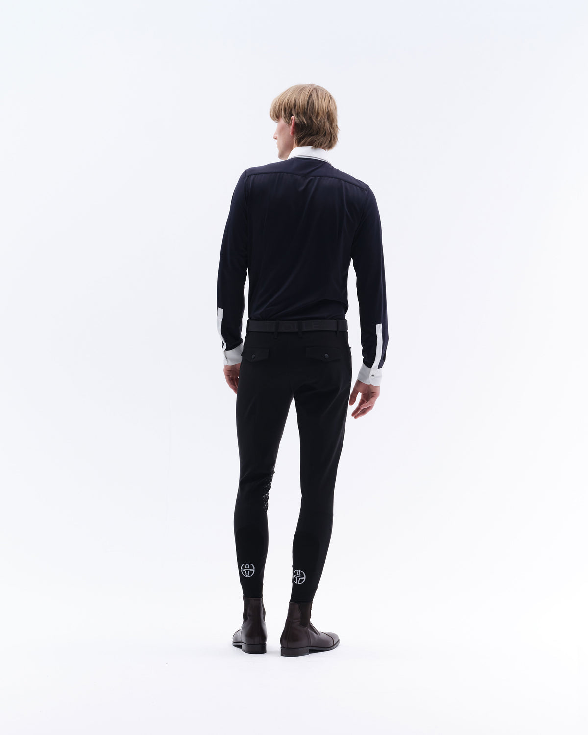 Model image — Aero Male Competition Polo Balance™ LS - White/White