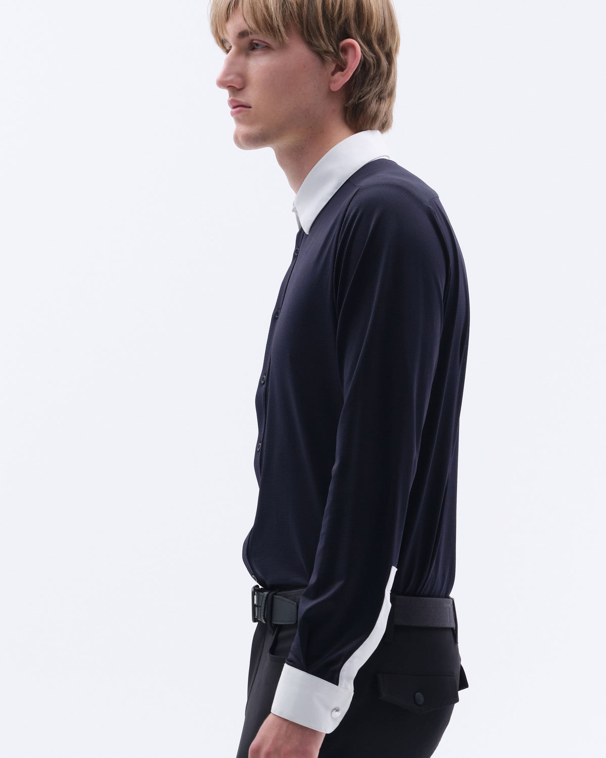 Model image — Aero Male Competition Polo Balance™ LS - White/White