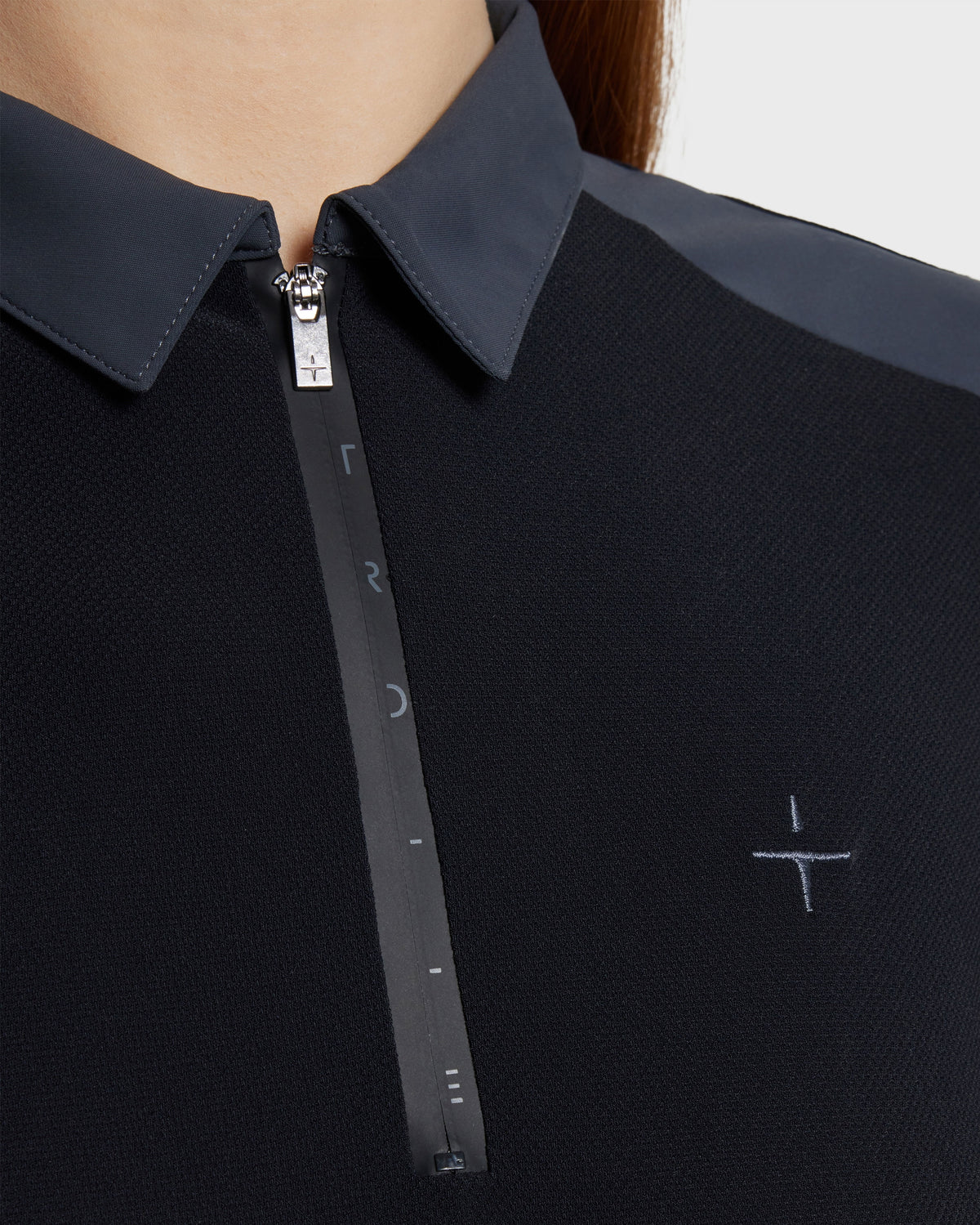 Model image — Tech Piquet Polo Shirt - Black / Faded Rose