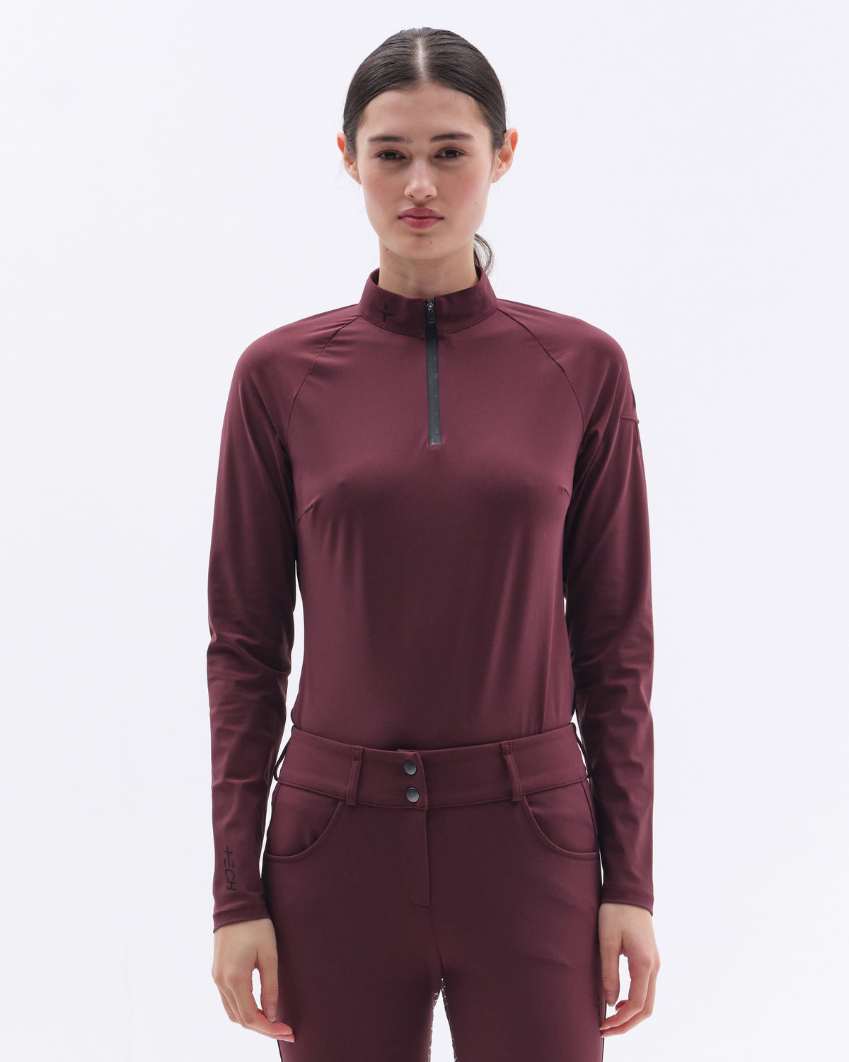 Model image — Aero Female Competition Polo Balance™ LS 2.0 - Sand / Sand
