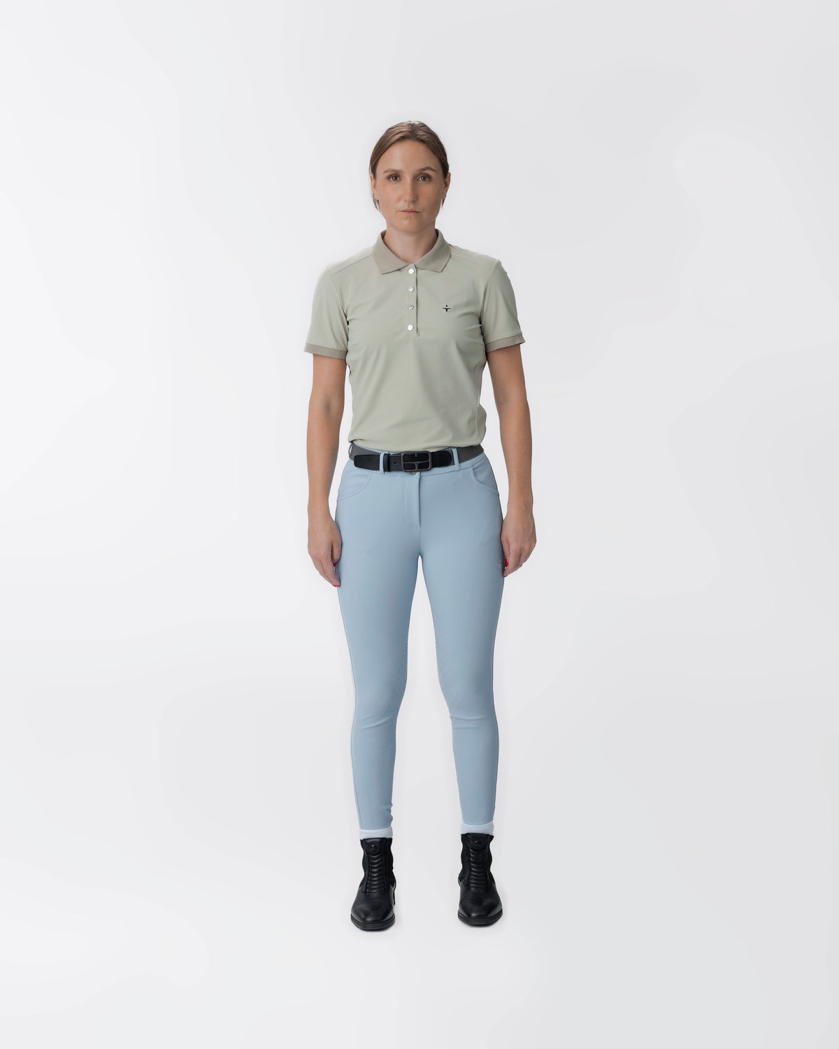 Model image — Technical Piqué Polo w Snap Female - Navy