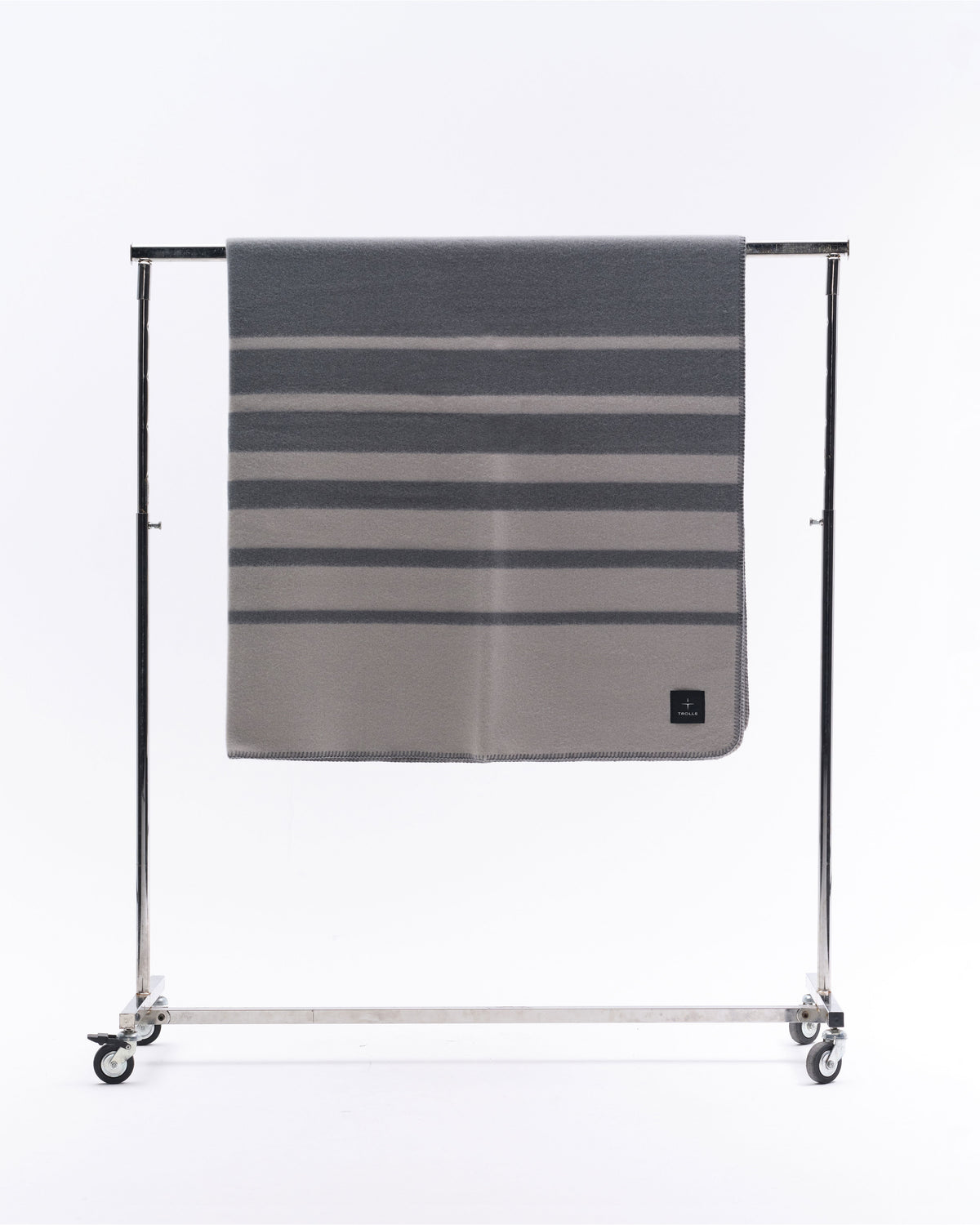 Model image — Faded Stripe Wool Blanket -  Navy/Grey