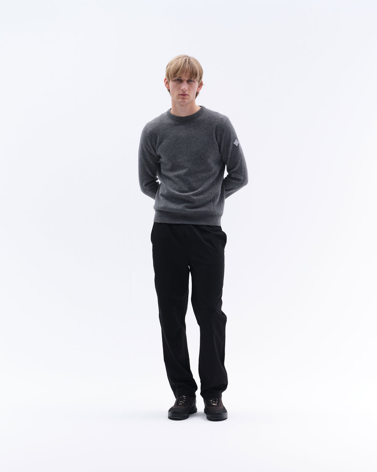 Model image — Tonal Fine Cashmere Logo Crew Sweater Male - Navy