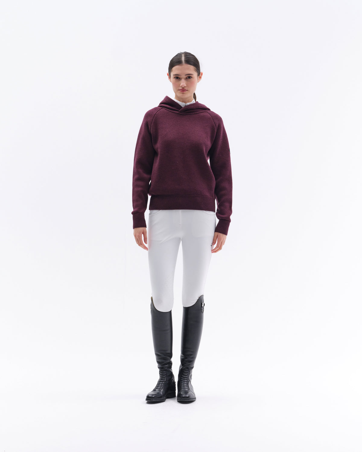 Model image — Loose Fit Extra Fine Merino Hoodie Female - Olive