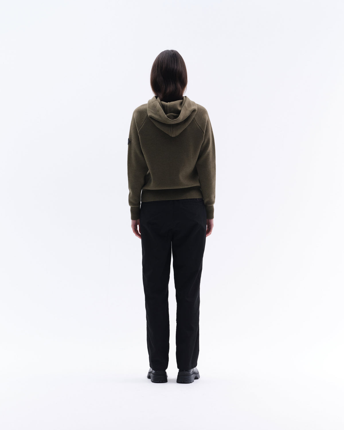 Model image — Loose Fit Extra Fine Merino Hoodie Female - Bordeaux