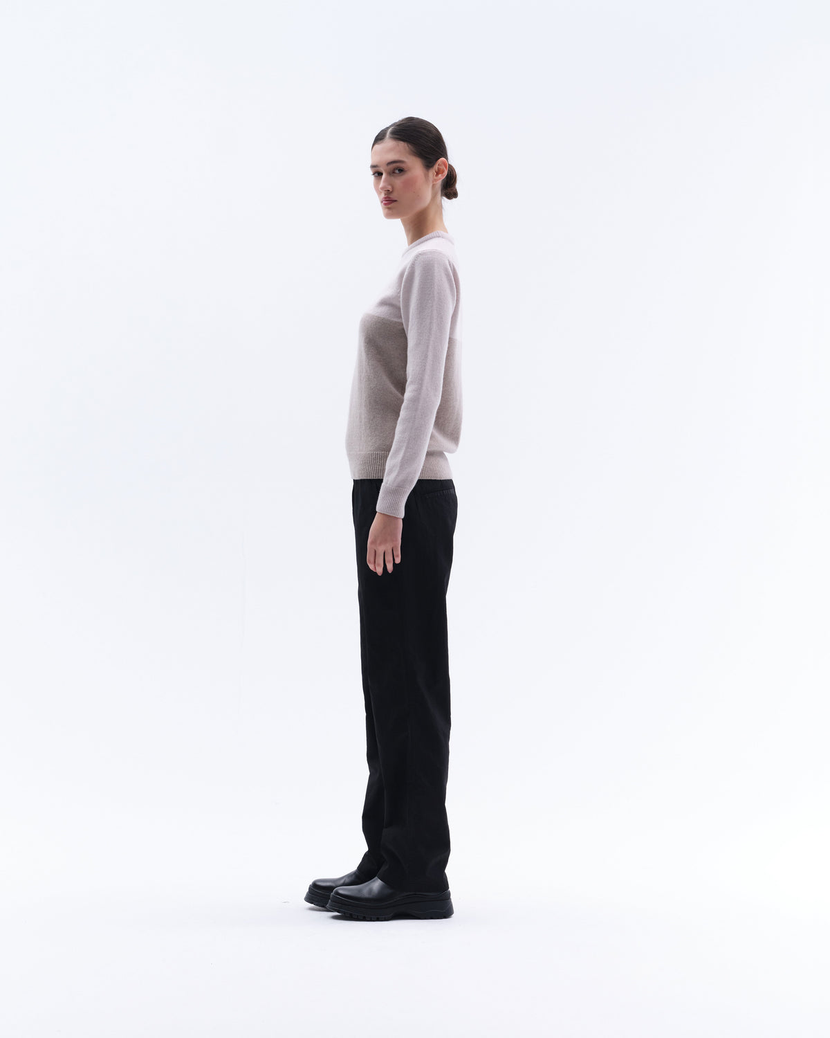 Model image — Cashmere & Wool star logo crew sweater - Black/Dark Grey