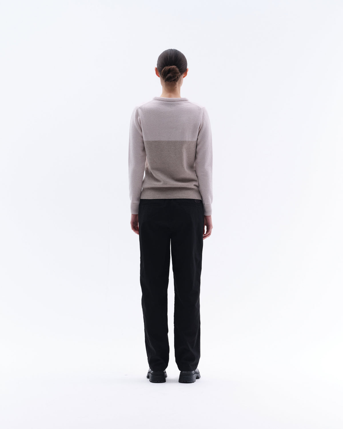 Model image — Cashmere & Wool star logo crew sweater - Black/Dark Grey